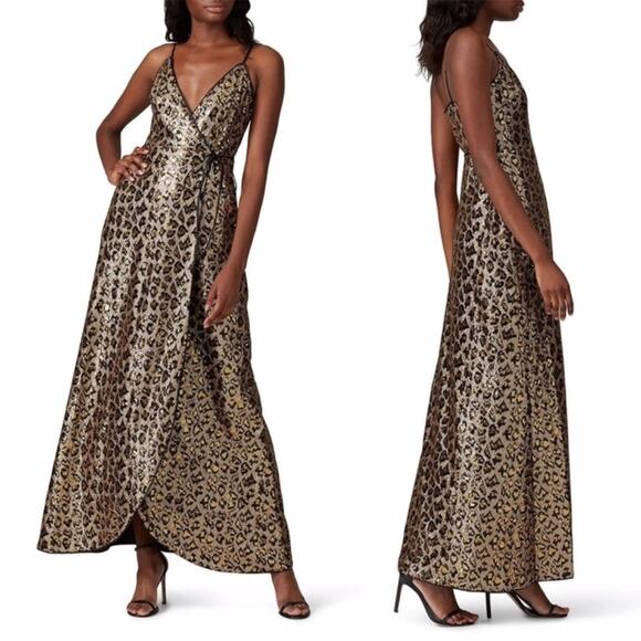 Aidan by Aidan Mattox Dresses & Skirts - Aidan by Aidan Mattox Leopard Sequin Wrap maxi dress gold black - 8